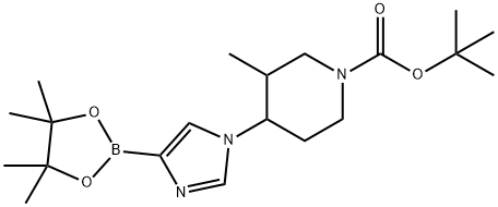 tert-butyl 3-methyl-4-(4-(4,4,5,5-tetramethyl-1,3,2-dioxaborolan-2-yl)-1H-imidazol-1-yl)piperidine-1-carboxylate Struktur