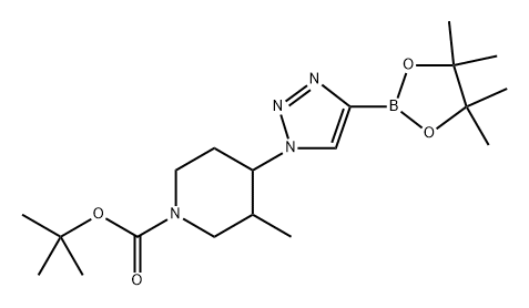 tert-butyl 3-methyl-4-(4-(4,4,5,5-tetramethyl-1,3,2-dioxaborolan-2-yl)-1H-1,2,3-triazol-1-yl)piperidine-1-carboxylate Struktur