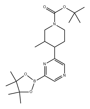 tert-butyl 3-methyl-4-(6-(4,4,5,5-tetramethyl-1,3,2-dioxaborolan-2-yl)pyrazin-2-yl)piperidine-1-carboxylate Struktur