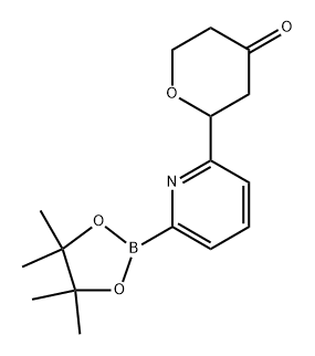 2-(6-(4,4,5,5-tetramethyl-1,3,2-dioxaborolan-2-yl)pyridin-2-yl)tetrahydro-4H-pyran-4-one Struktur