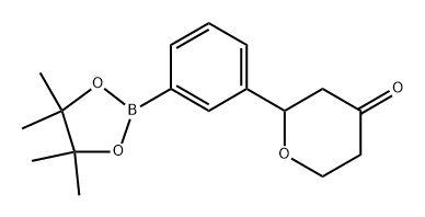 2-(3-(4,4,5,5-tetramethyl-1,3,2-dioxaborolan-2-yl)phenyl)tetrahydro-4H-pyran-4-one Struktur