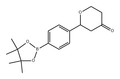 2-(4-(4,4,5,5-tetramethyl-1,3,2-dioxaborolan-2-yl)phenyl)tetrahydro-4H-pyran-4-one Struktur