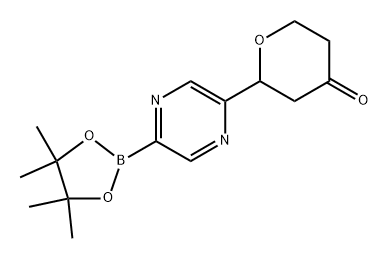 2-(5-(4,4,5,5-tetramethyl-1,3,2-dioxaborolan-2-yl)pyrazin-2-yl)tetrahydro-4H-pyran-4-one Struktur