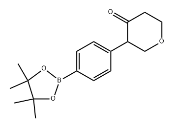 3-(4-(4,4,5,5-tetramethyl-1,3,2-dioxaborolan-2-yl)phenyl)tetrahydro-4H-pyran-4-one Struktur