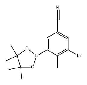 3-bromo-4-methyl-5-(4,4,5,5-tetramethyl-1,3,2-dioxaborolan-2-yl)benzonitrile Struktur