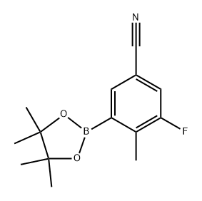 3-fluoro-4-methyl-5-(4,4,5,5-tetramethyl-1,3,2-dioxaborolan-2-yl)benzonitrile Struktur