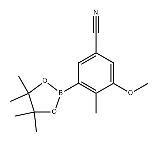 3-methoxy-4-methyl-5-(4,4,5,5-tetramethyl-1,3,2-dioxaborolan-2-yl)benzonitrile Struktur