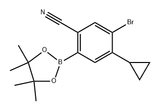 5-bromo-4-cyclopropyl-2-(4,4,5,5-tetramethyl-1,3,2-dioxaborolan-2-yl)benzonitrile Struktur