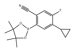 4-cyclopropyl-5-fluoro-2-(4,4,5,5-tetramethyl-1,3,2-dioxaborolan-2-yl)benzonitrile Struktur