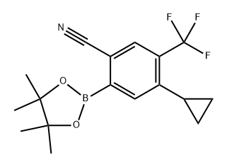 4-cyclopropyl-2-(4,4,5,5-tetramethyl-1,3,2-dioxaborolan-2-yl)-5-(trifluoromethyl)benzonitrile Struktur