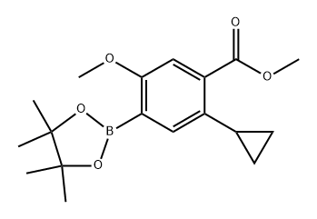 methyl 2-cyclopropyl-5-methoxy-4-(4,4,5,5-tetramethyl-1,3,2-dioxaborolan-2-yl)benzoate Struktur