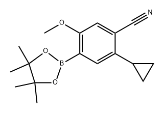 2-cyclopropyl-5-methoxy-4-(4,4,5,5-tetramethyl-1,3,2-dioxaborolan-2-yl)benzonitrile Struktur