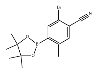 2-bromo-5-methyl-4-(4,4,5,5-tetramethyl-1,3,2-dioxaborolan-2-yl)benzonitrile Struktur