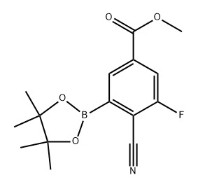 methyl 4-cyano-3-fluoro-5-(4,4,5,5-tetramethyl-1,3,2-dioxaborolan-2-yl)benzoate Struktur