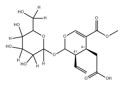 2-((3R,4S)-5-(methoxycarbonyl)-2-((3,4,5-trihydroxy-6-(hydroxymethyl-d2)tetrahydro-2H-pyran-2-yl-2,3,4,5-d4)oxy)-3-vinyl-3,4-dihydro-2H-pyran-4-yl)acetic acid Structure