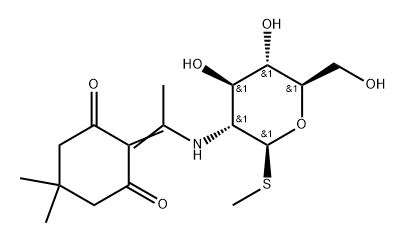 .beta.-D-Glucopyranoside, methyl 2-deoxy-2-1-(4,4-dimethyl-2,6-dioxocyclohexylidene)ethylamino-1-thio- Struktur