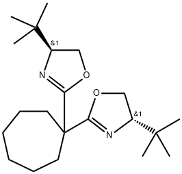 Oxazole, 2,2'-cycloheptylidenebis[4-(1,1-dimethylethyl)-4,5-dihydro-, (4S,4'S)- Struktur