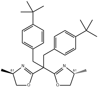 Oxazole, 2,2'-[2-[4-(1,1-dimethylethyl)phenyl]-1-[[4-(1,1-dimethylethyl)phenyl]methyl]ethylidene]bis[4,5-dihydro-4-methyl-, (4R,4'R)- Struktur