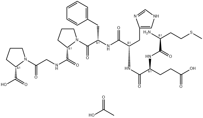 L-Proline, L-methionyl-L-α-glutamyl-L-histidyl-L-phenylalanyl-L-prolylglycyl-, acetate (1:1) Struktur