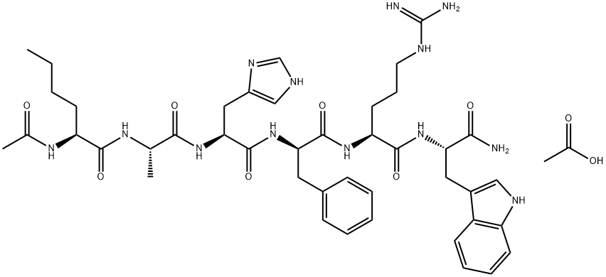 L-Tryptophanamide, N-acetyl-L-norleucyl-L-alanyl-L-histidyl-D-phenylalanyl-L-arginyl-, acetate (1:1) Struktur