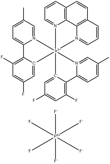 Iridium-(1,10-phenanthroline-κN1,κN10)bis[3,5-difluoro-2-(5-methyl-2-pyridinyl-κN)phenyl-κC]-hexafluorophosphate Struktur