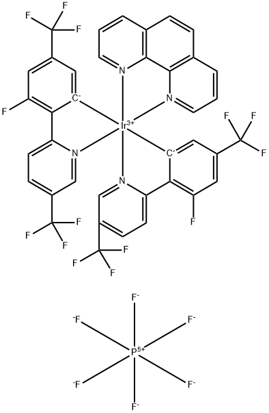 Iridium-(1,10-phenanthroline-κN1,κN10)bis[(3-fluoro-5-trifluoromethyl)-2-(5-trifluoromethyl-2-pyridinyl-κN)phenyl-κC]-hexafluorophosphate Struktur