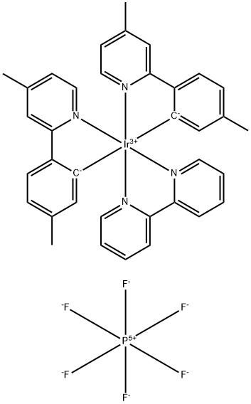 Iridium-(2,2'-bipyridine-κN1,κN1')bis[5-methyl-2-(4-methyl-2-pyridinyl-κN)phenyl-κC]-(OC-6-33)-hexafluorophosphate Struktur