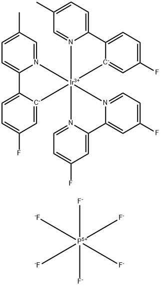 Iridium-bis[5-fluoro-2-(5-methyl-2-pyridinyl-κN)phenyl-κC](4,4'-difluoro-2,2'-bipyridine-κN1,κN1')-hexafluorophosphate Struktur