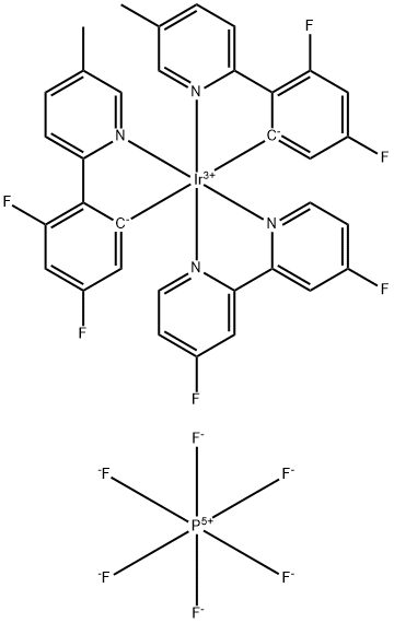 Iridium-(4,4'-difluoro-2,2'-bipyridine-κN1,κN1')bis[3,5-difluoro-2-(5-methyl-2-pyridinyl-κN)phenyl-κC]-hexafluorophosphate Struktur