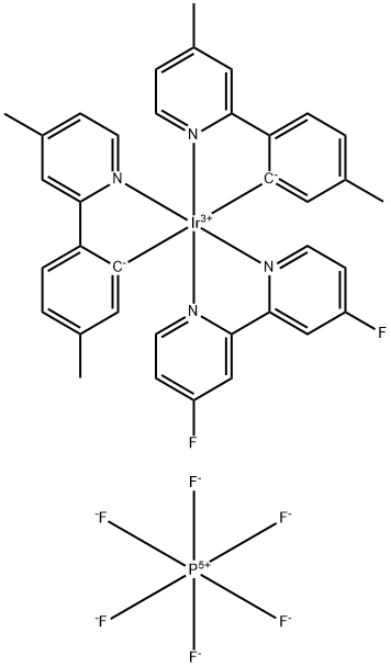 Iridium-(4,4'-difluoro-2,2'-bipyridine-κN1,κN1')bis[5-methyl-2-(4-methyl-2-pyridinyl-κN)phenyl-κC]-hexafluorophosphate Struktur