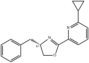 Pyridine, 2-cyclopropyl-6-[(4S)-4,5-dihydro-4-(phenylmethyl)-2-oxazolyl]- Struktur