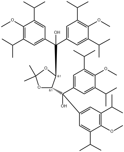 1,3-Dioxolane-4,5-dimethanol, α4,α4,α5,α5-tetrakis[4-methoxy-3,5-bis(1-methylethyl)phenyl]-2,2-dimethyl-, (4R,5R)- Struktur