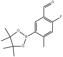 Benzaldehyde, 2-fluoro-4-methyl-5-(4,4,5,5-tetramethyl-1,3,2-dioxaborolan-2-yl)- Struktur