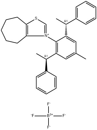 (CDU-NHC-01)3-(4-Methyl-2,6-bis((R)-1-phenylethyl)phenyl)-5,6,7,8-tetrahydro-4H-cyclohepta[d]thiazol-3-ium tetrafluoroborate Struktur