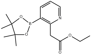 2-Pyridineacetic acid, 3-(4,4,5,5-tetramethyl-1,3,2-dioxaborolan-2-yl)-, ethyl ester Struktur