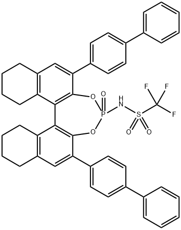 Methanesulfonamide, N-[(11bS)-2,6-bis([1,1'-biphenyl]-4-yl)-8,9,10,11,12,13,14,15-octahydro-4-oxidodinaphtho[2,1-d:1',2'-f][1,3,2]dioxaphosphepin-4-yl]-1,1,1-trifluoro- Struktur