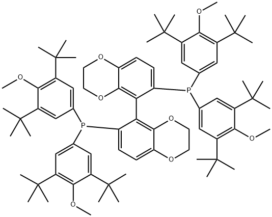 Phosphine, 1,1'-[(5S)-2,2',3,3'-tetrahydro[5,5'-bi-1,4-benzodioxin]-6,6'-diyl]bis[1,1-bis[3,5-bis(1,1-dimethylethyl)-4-methoxyphenyl]- Struktur