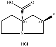 1H-Pyrrolizine-7a(5H)-carboxylic acid, 2-fluorotetrahydro-, hydrochloride (1:1), (2R,7aS)- Struktur