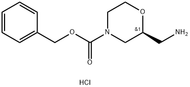 4-Morpholinecarboxylic acid, 2-(aminomethyl)-, phenylmethyl ester, hydrochloride (1:2), (2S)- Struktur