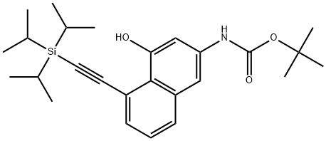 tert-butyl (4-hydroxy-5-((triisopropylsilyl)ethynyl)naphthalen-2-yl)carbamate Struktur