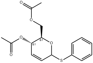 D-erythro-Hex-2-enopyranoside, phenyl 2,3-dideoxy-1-thio-, diacetate Struktur