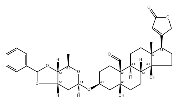 3β-[(3-O,4-O-Phenylmethylene-2,6-dideoxy-β-D-ribo-hexopyranosyl)oxy]-5,14-dihydroxy-19-oxo-5β-card-20(22)-enolide Struktur