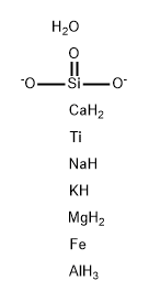 Aluminum calcium iron magnesium potassium sodium titanium oxide silicate (Al0.52-0.68Ca0.39-0.77Fe0.06-0.2Mg0.18-0.46K0.02-0.1Na0.09-0.41Ti0.02-0.04O0.82-1.42(SiO3)0.86-1.06) Struktur