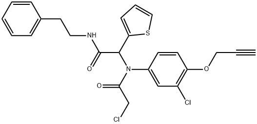 α-[(2-Chloroacetyl)[3-chloro-4-(2-propyn-1-yloxy)phenyl]amino]-N-(2-phenylethyl)-2-thiopheneacetamide Struktur