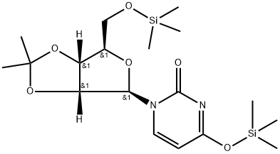 1-(2-O,3-O-Isopropylidene-5-O-trimethylsilyl-β-D-ribofuranosyl)-4-(trimethylsilyloxy)pyrimidin-2(1H)-one Struktur