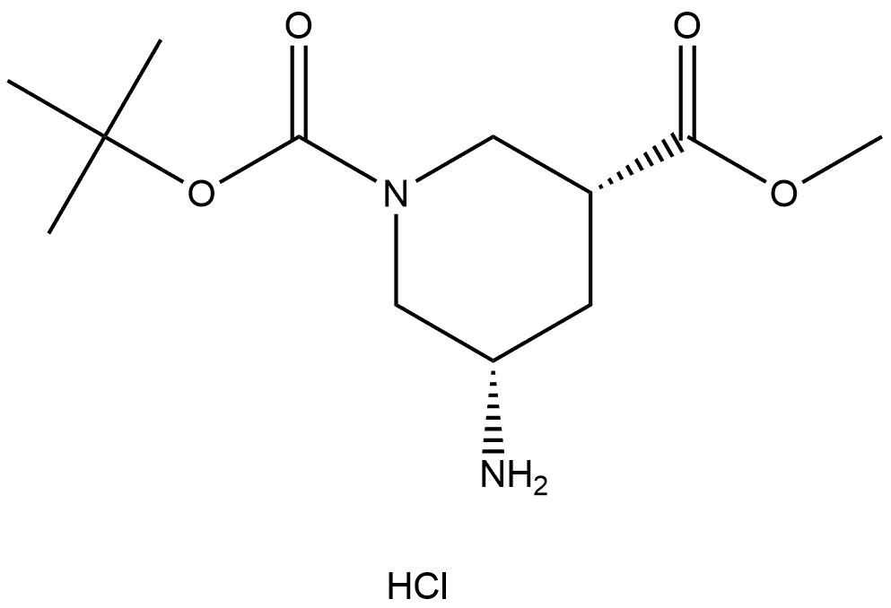 1-tert-butyl 3-methyl (3R,5S)-5-aminopiperidine-1,3-dicarboxylate HCl Struktur