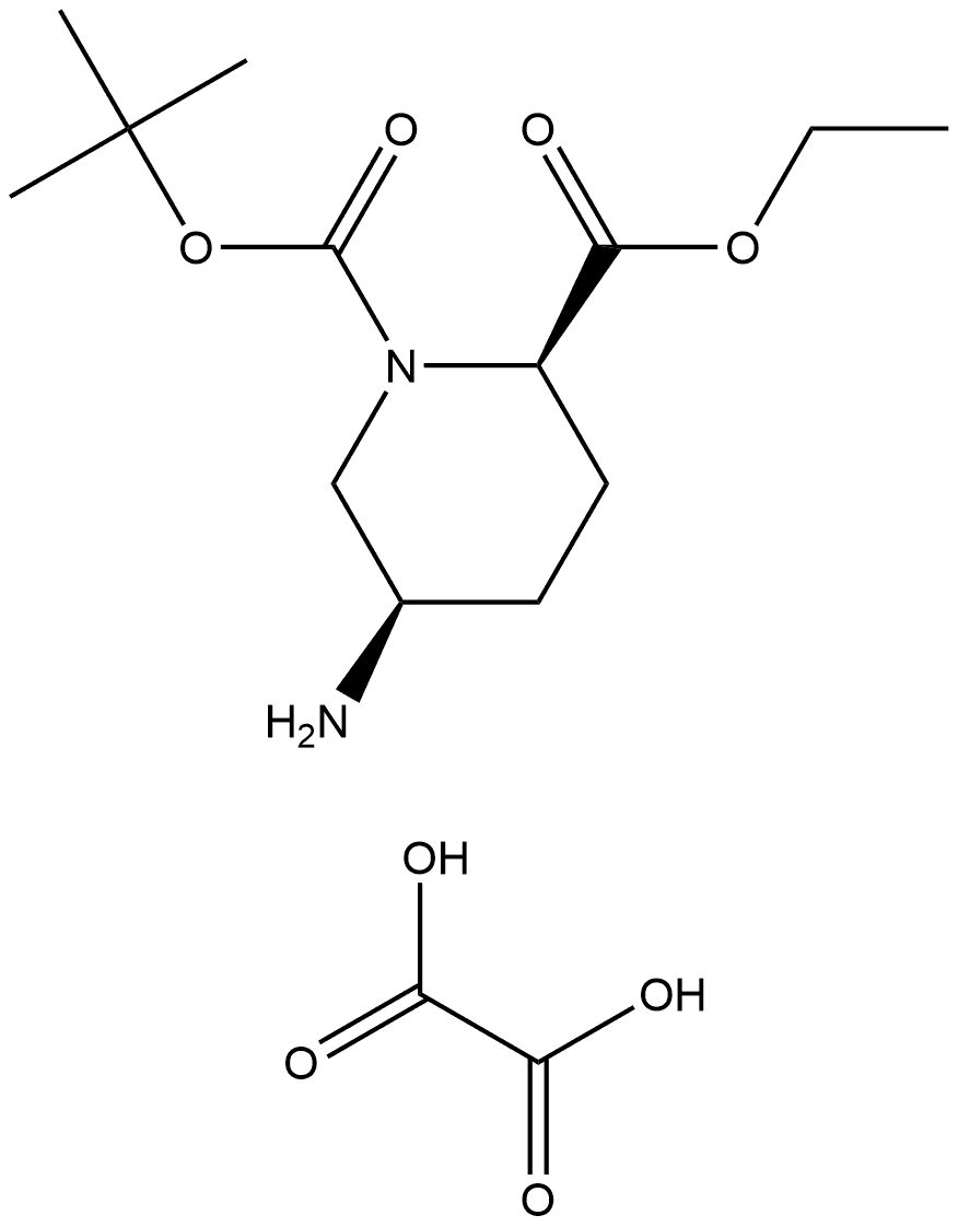 1,2-Piperidinedicarboxylic acid, 5-amino-, 1-(1,1-dimethylethyl) 2-ethyl ester, ethanedioate (1:1), (2R,5R)- Struktur