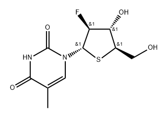 2’-Deoxy-2’-fluoro-5-methyl-4’-thio-alpha-D-arabinouridine Struktur