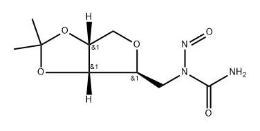 Ribitol,2,5-anhydro-1-deoxy-3,4-O-isopropylidene-1-(1-nitrosoureido)-, DL- (8CI) Struktur