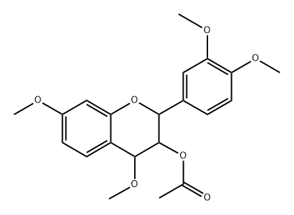 rel-(+)-Acetic acid (2R*)-2α*-(3,4-dimethoxyphenyl)-4α*,7-dimethoxychroman-3β*-yl ester Struktur